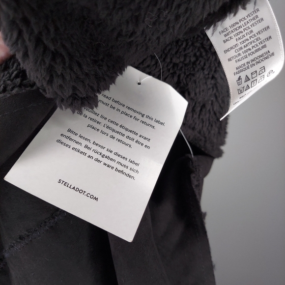 Stella & Dot Chalet Vest 2X Faux Fur Faux Suede Snap Button Vneck Collar Button - Picture 9 of 10